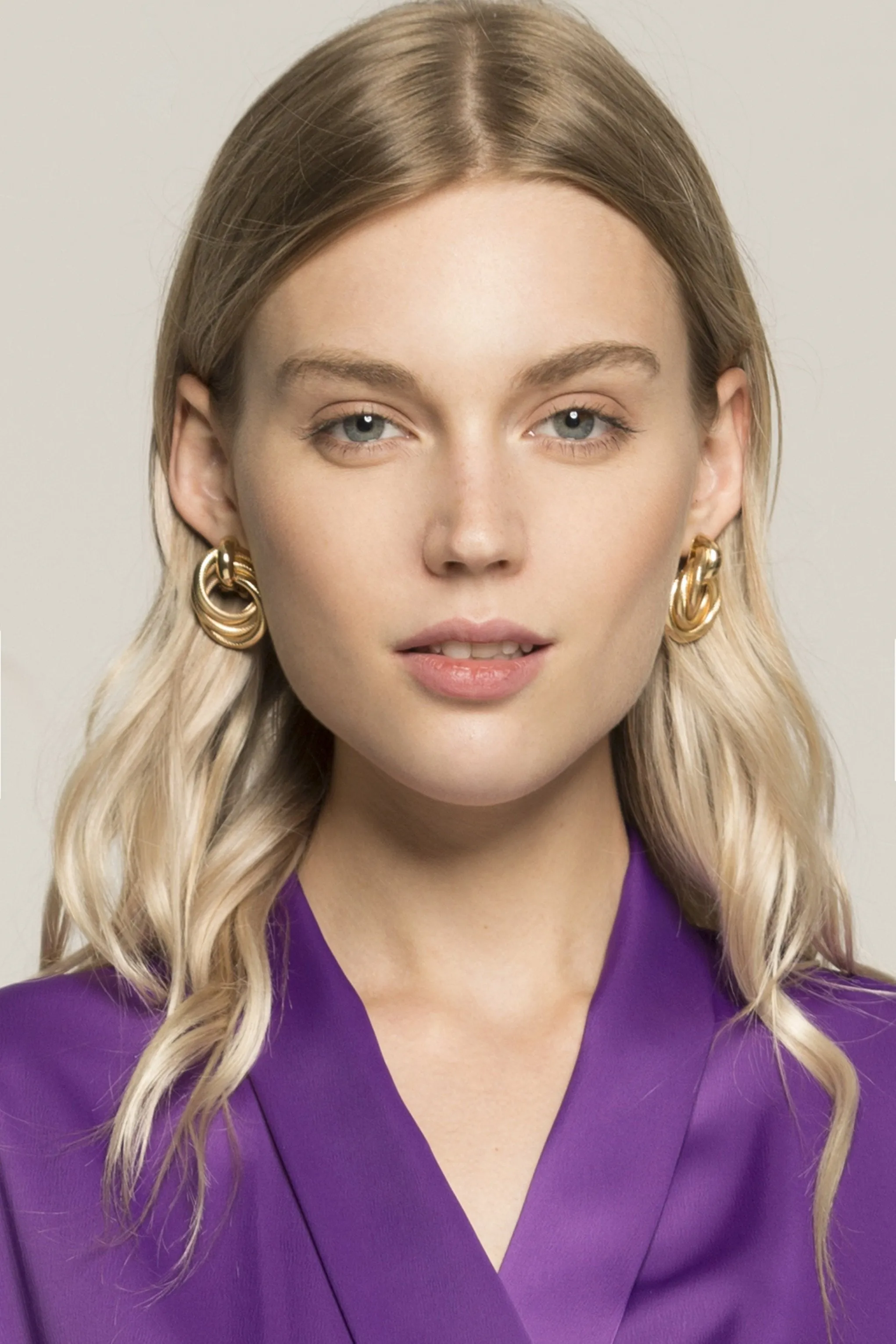 Gold Solid Concentric Circles Hoop Earrings