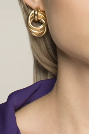 Gold Solid Concentric Circles Hoop Earrings