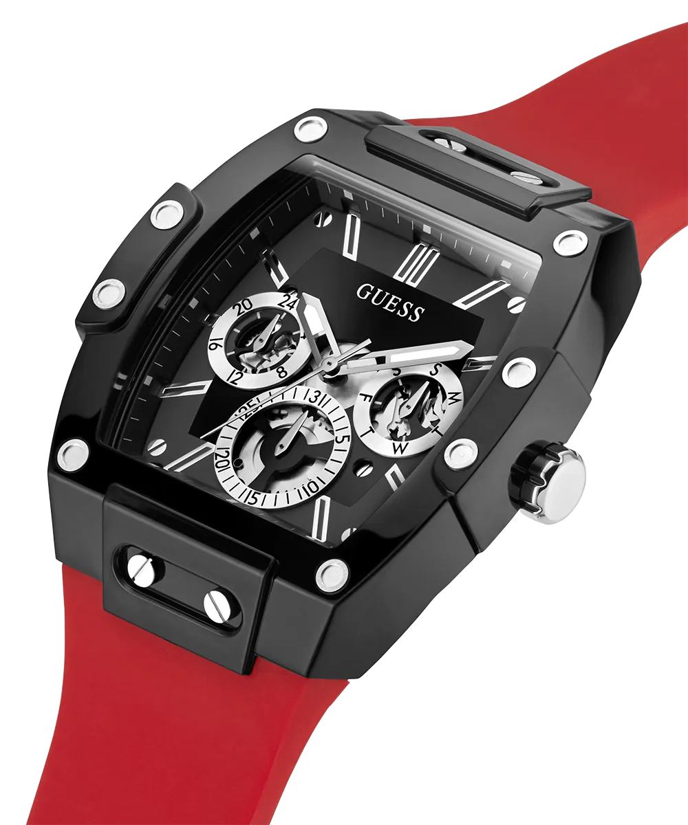 GUESS Mens Red Black Multi-function Watch