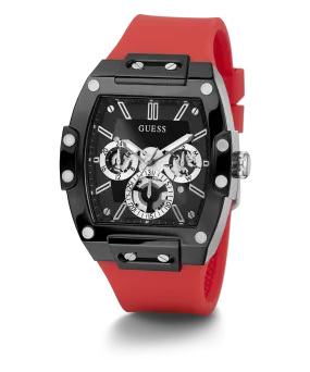 GUESS Mens Red Black Multi-function Watch