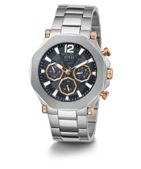 GUESS Mens Silver Tone Multi-function Watch