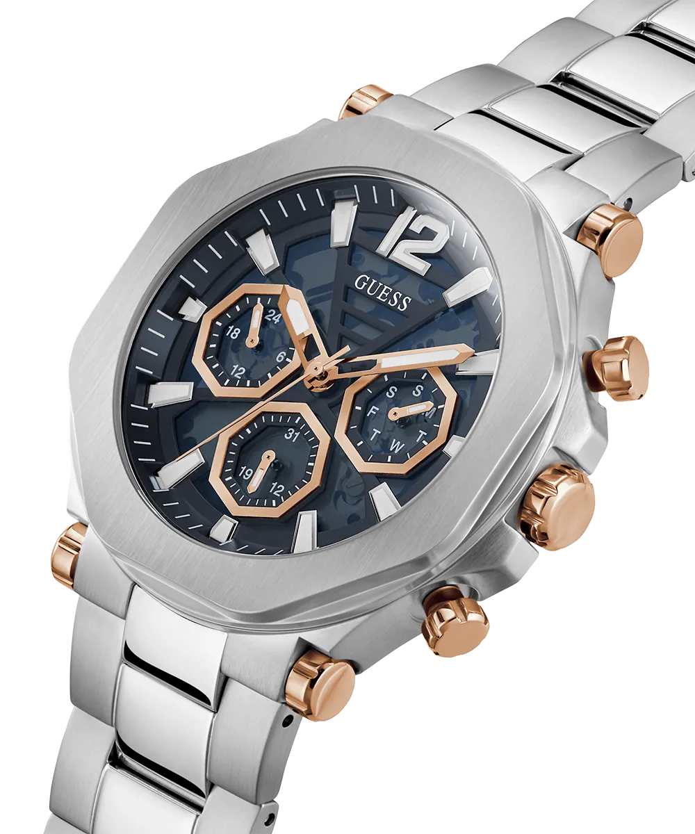 GUESS Mens Silver Tone Multi-function Watch