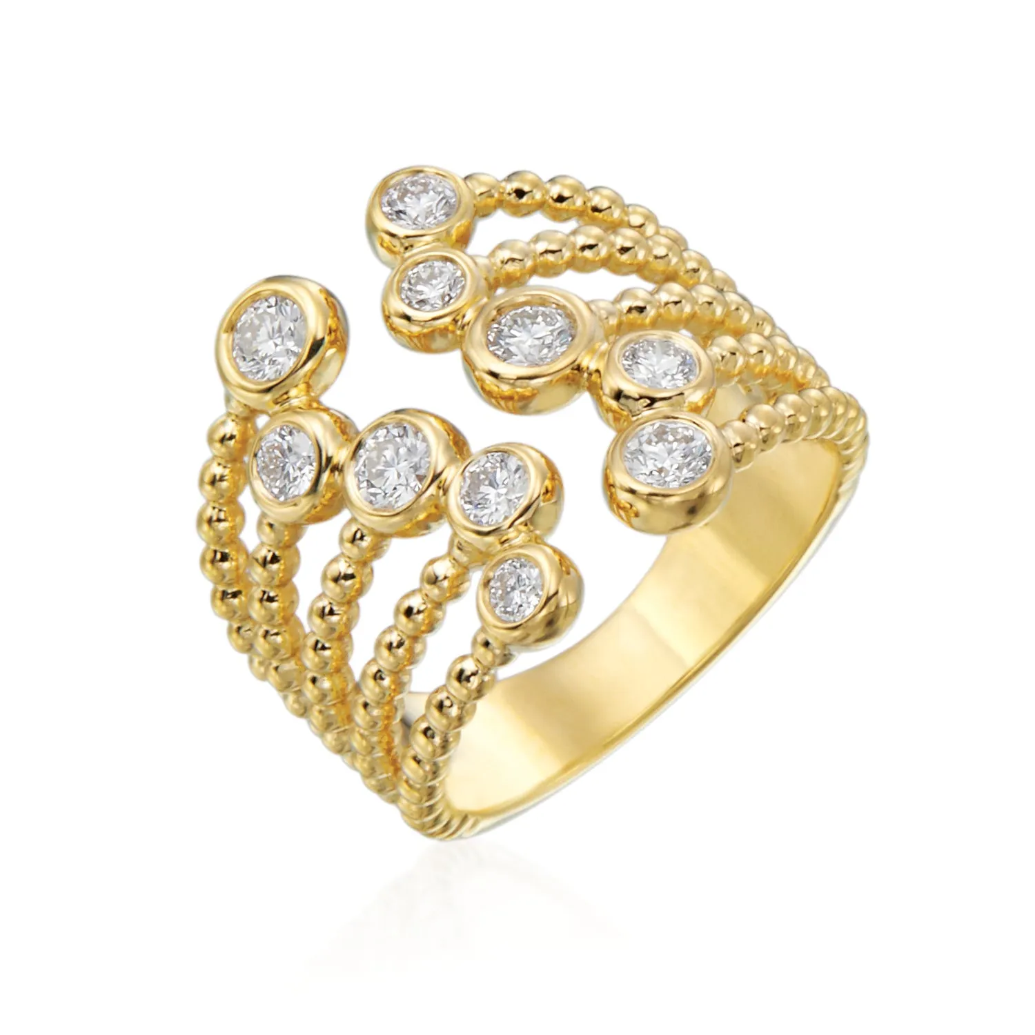 Gumuchian Nutmeg 18K Gold Beaded Cuff Ring