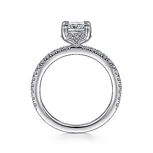 Hart - 14K White Gold Hidden Halo Cushion Cut Diamond Engagement Ring