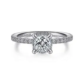 Hart - 14K White Gold Hidden Halo Cushion Cut Diamond Engagement Ring