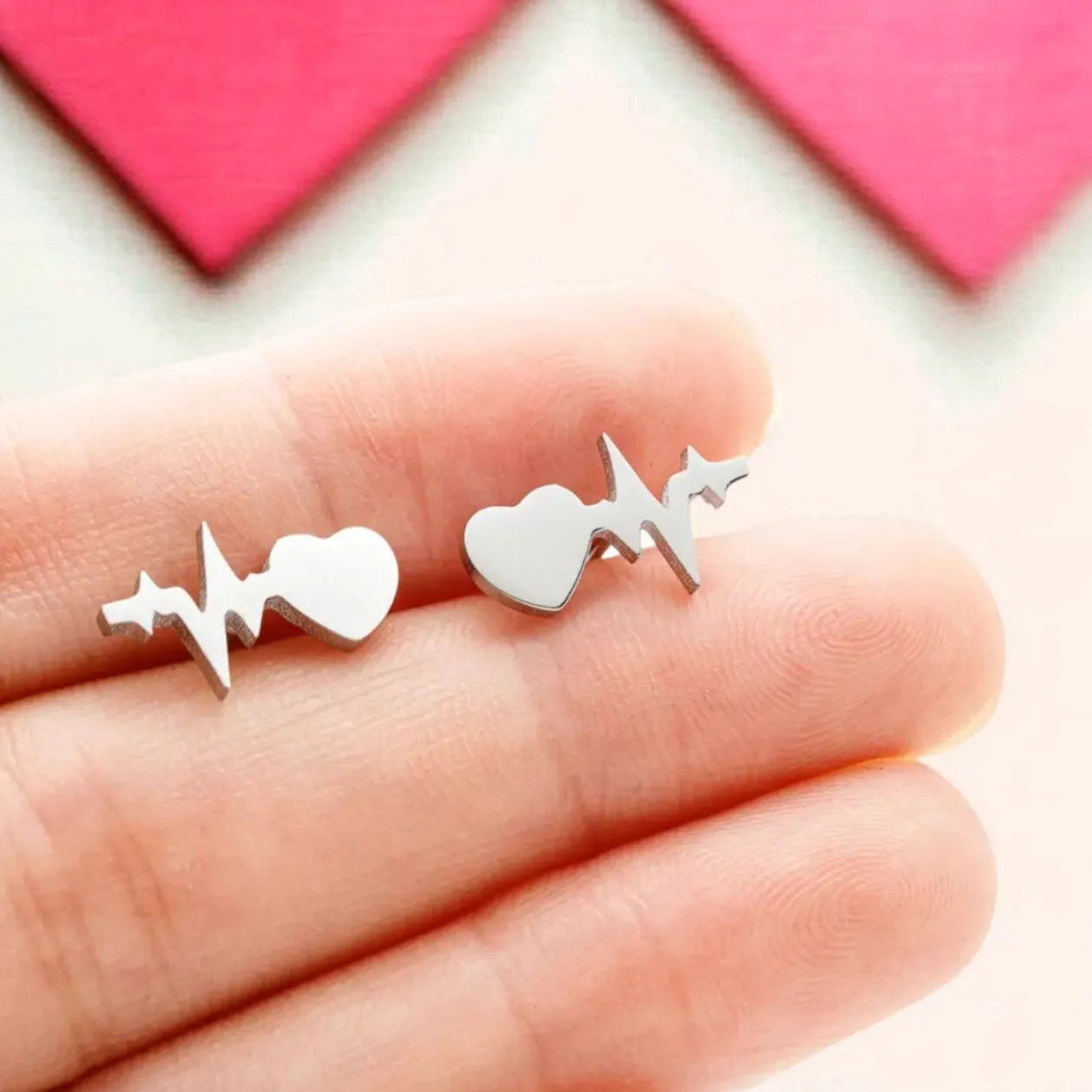 Heartbeat Studs - Cardiologist, Nurse Earrings, Nurse Practitioner, Doctor Earrings, Handmade Earrings, Nurse Appreciation Gift, Nurse Jewelry