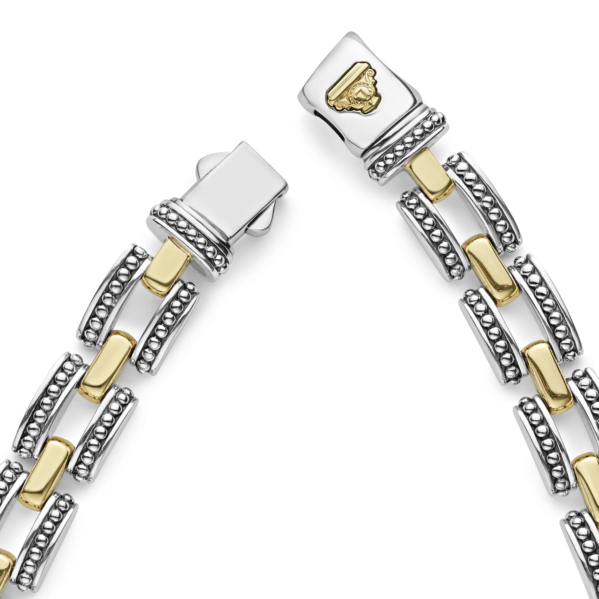 High Bar Two-Tone Caviar Link Necklace