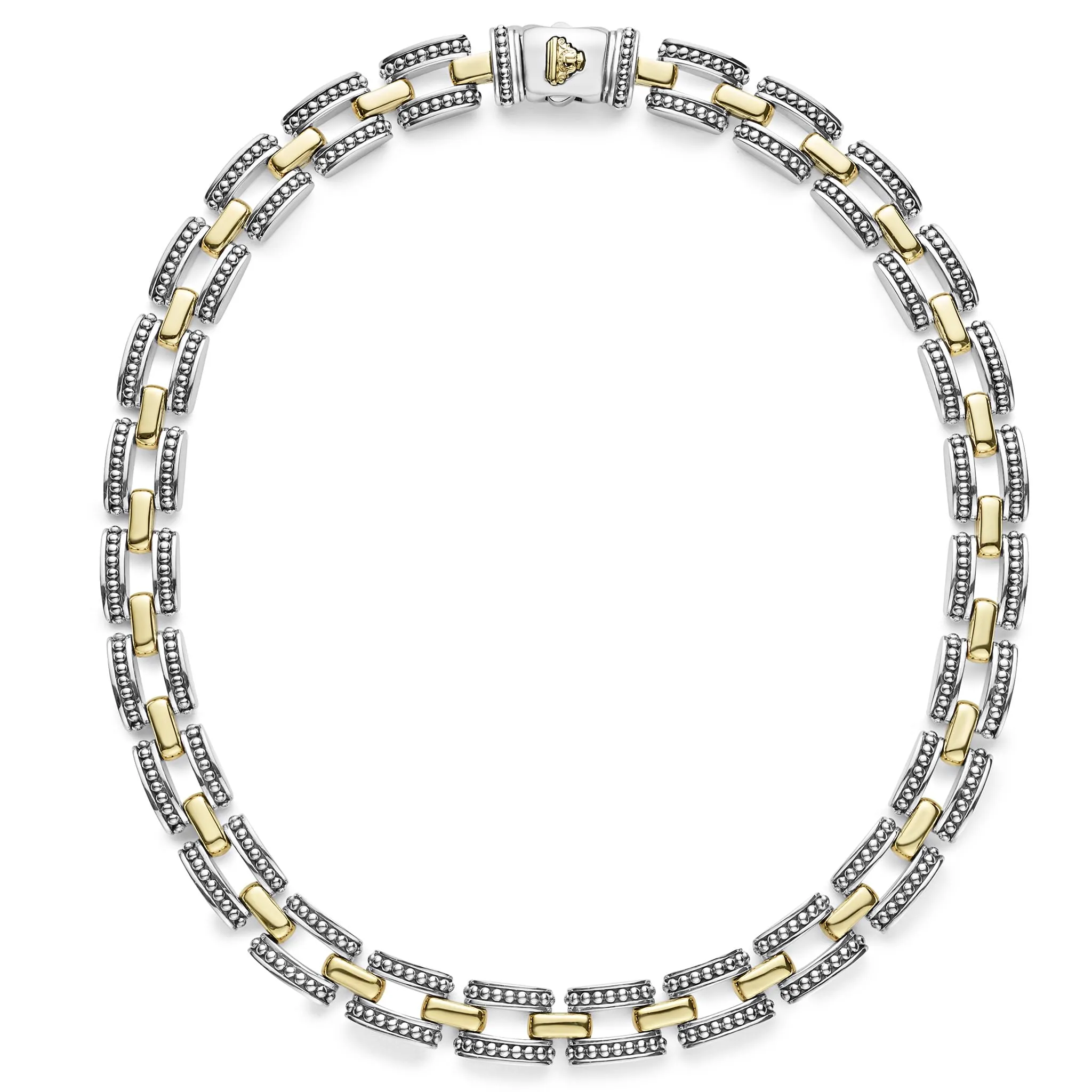 High Bar Two-Tone Caviar Link Necklace