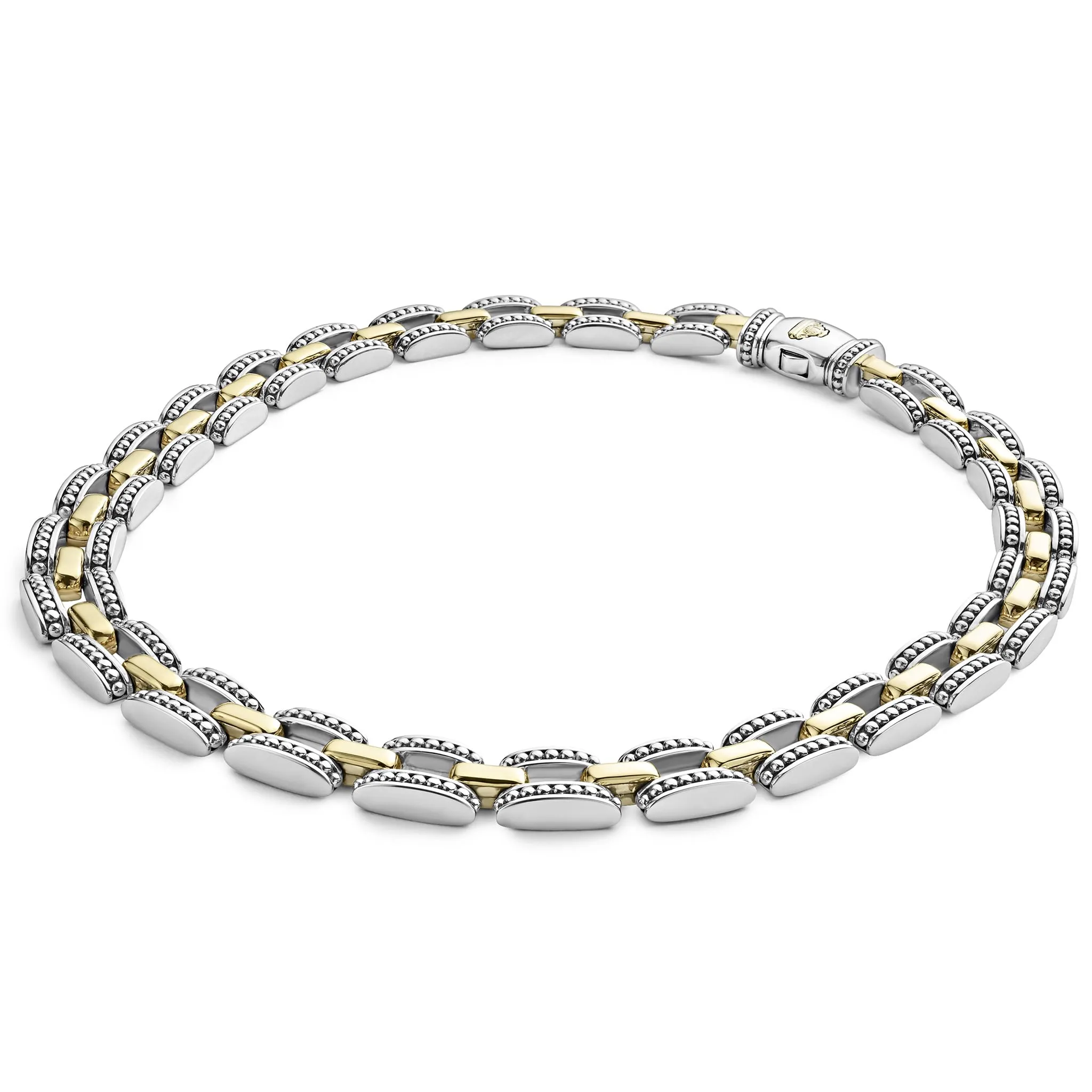 High Bar Two-Tone Caviar Link Necklace