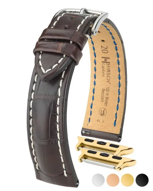 HIRSCH CAPITANO Louisiana Matte Alligator Watchband, Water Resistant  050 07