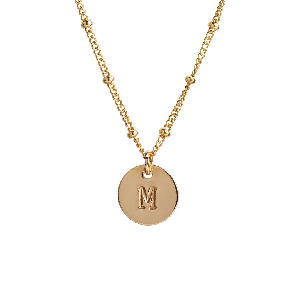 Initial Gold Necklace - Ball chain