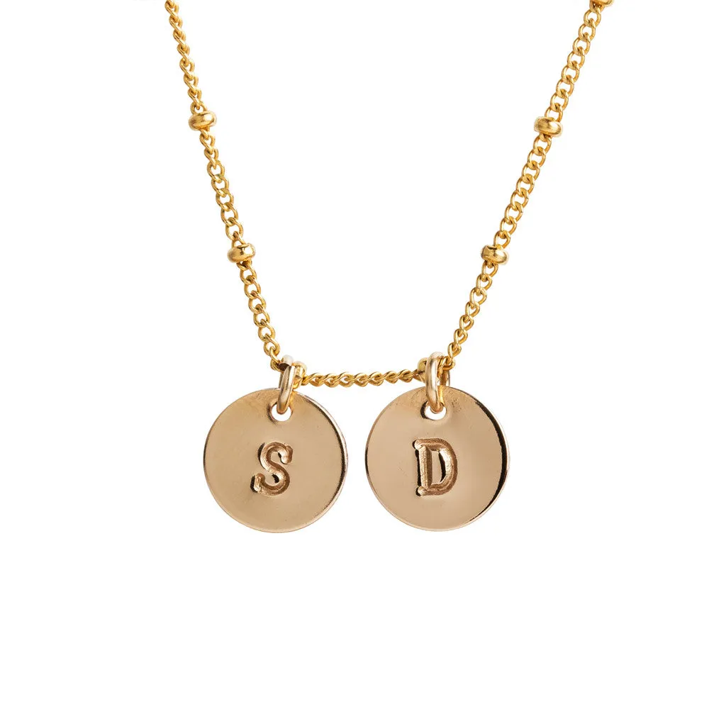 Initial Gold Necklace - Ball chain