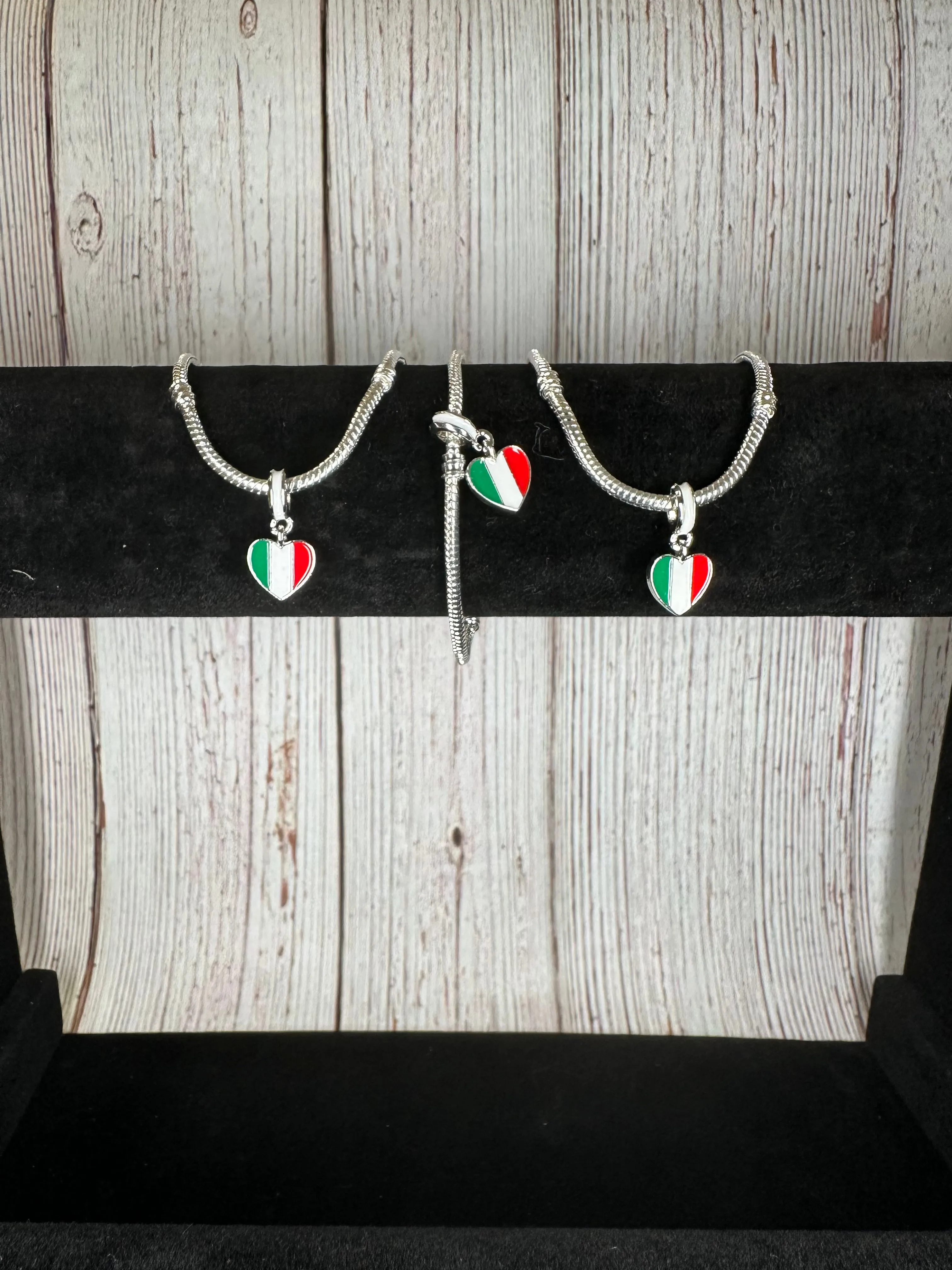 Italian Flag Heart Bracelet