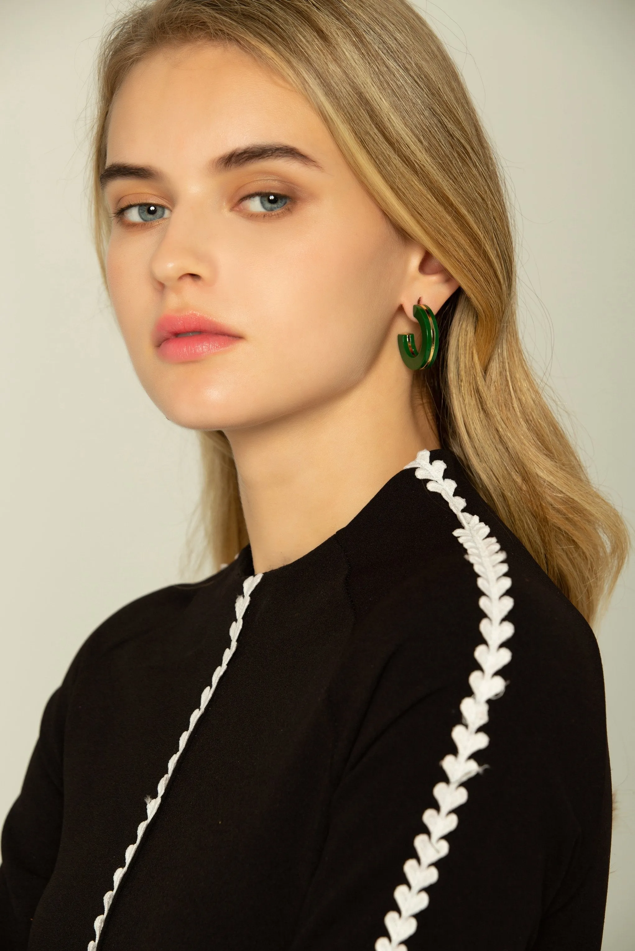 Jade Resin Hoop Earrings