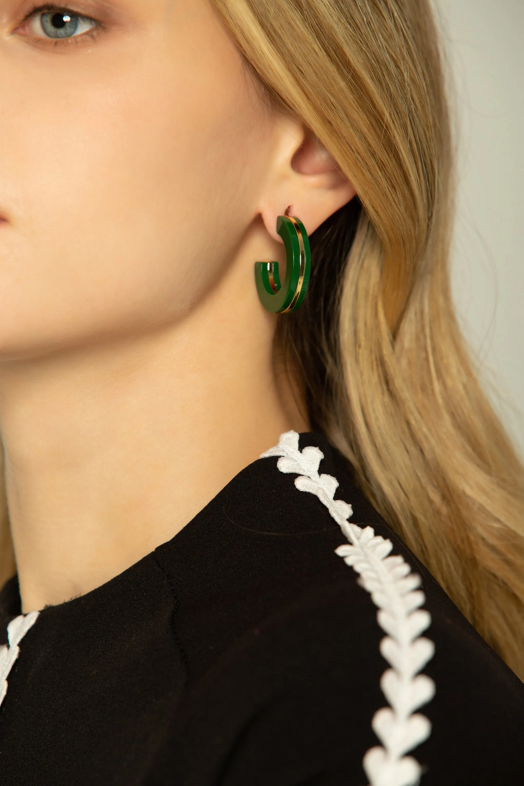 Jade Resin Hoop Earrings