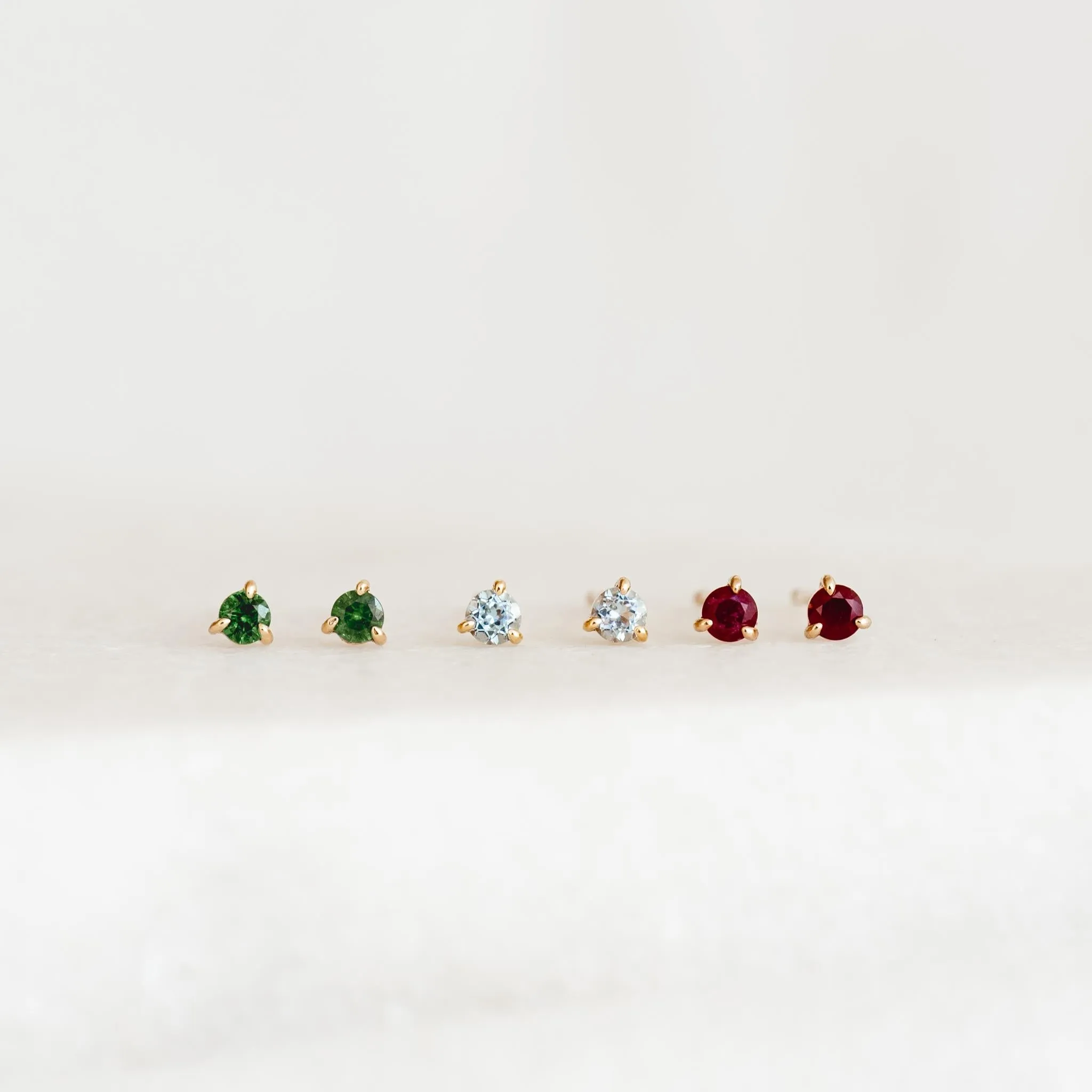 July Birthstone Stud Earrings 14k Gold - Ruby