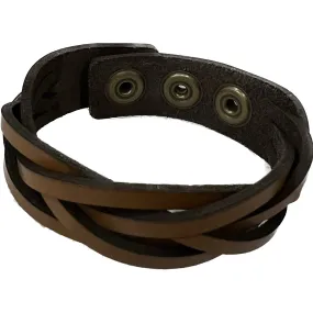 Leather Braided Bracelet- Button