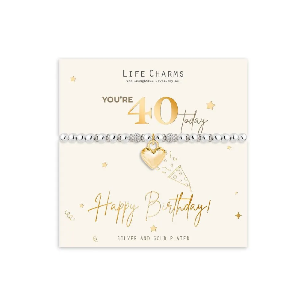 Life Charms Bracelet Happy 40th Birthday