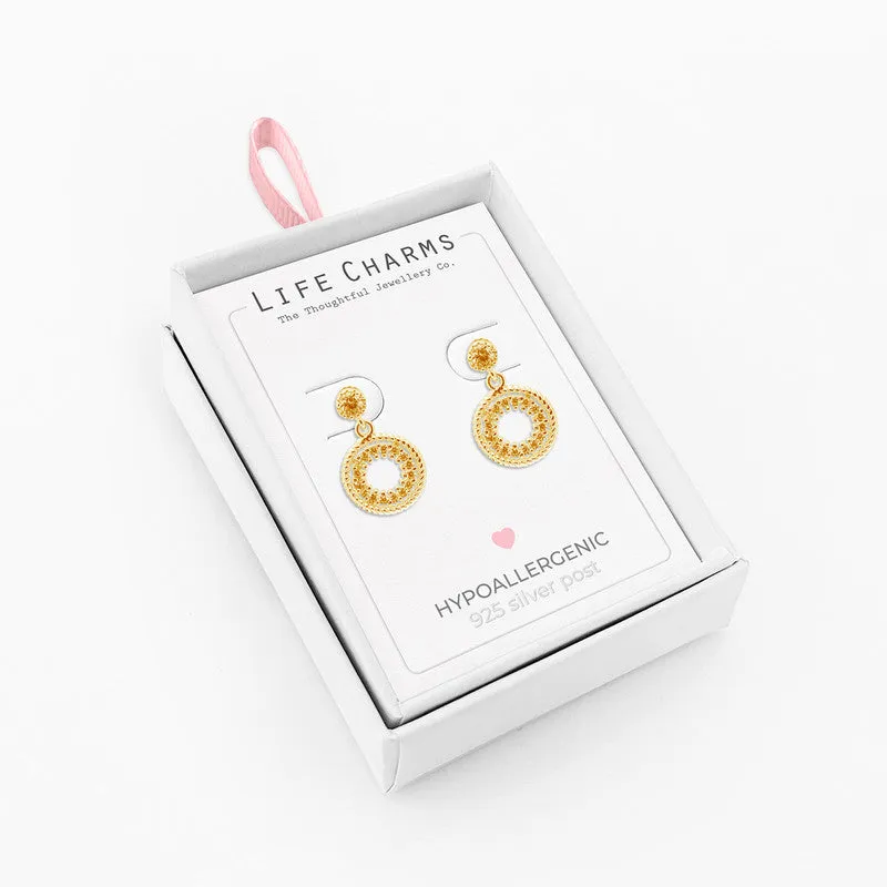 Life Charms Round Drop Earrings