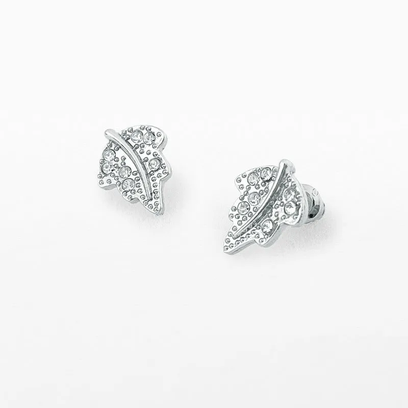 Life Charms Silver leaf stud earrings