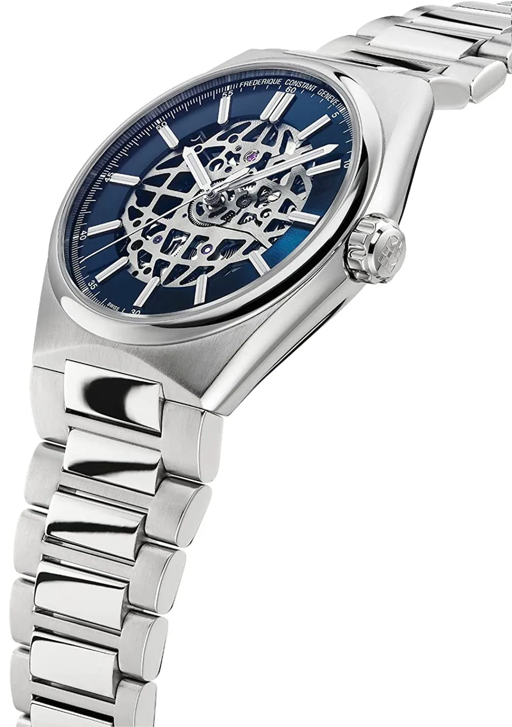 Limited Edition Frederique Constant Highlife Automatic Stainless Steel Skeleton Dial Interchangeable Blue Rubber Strap Mens Watch FC-310NSKT4NH6B