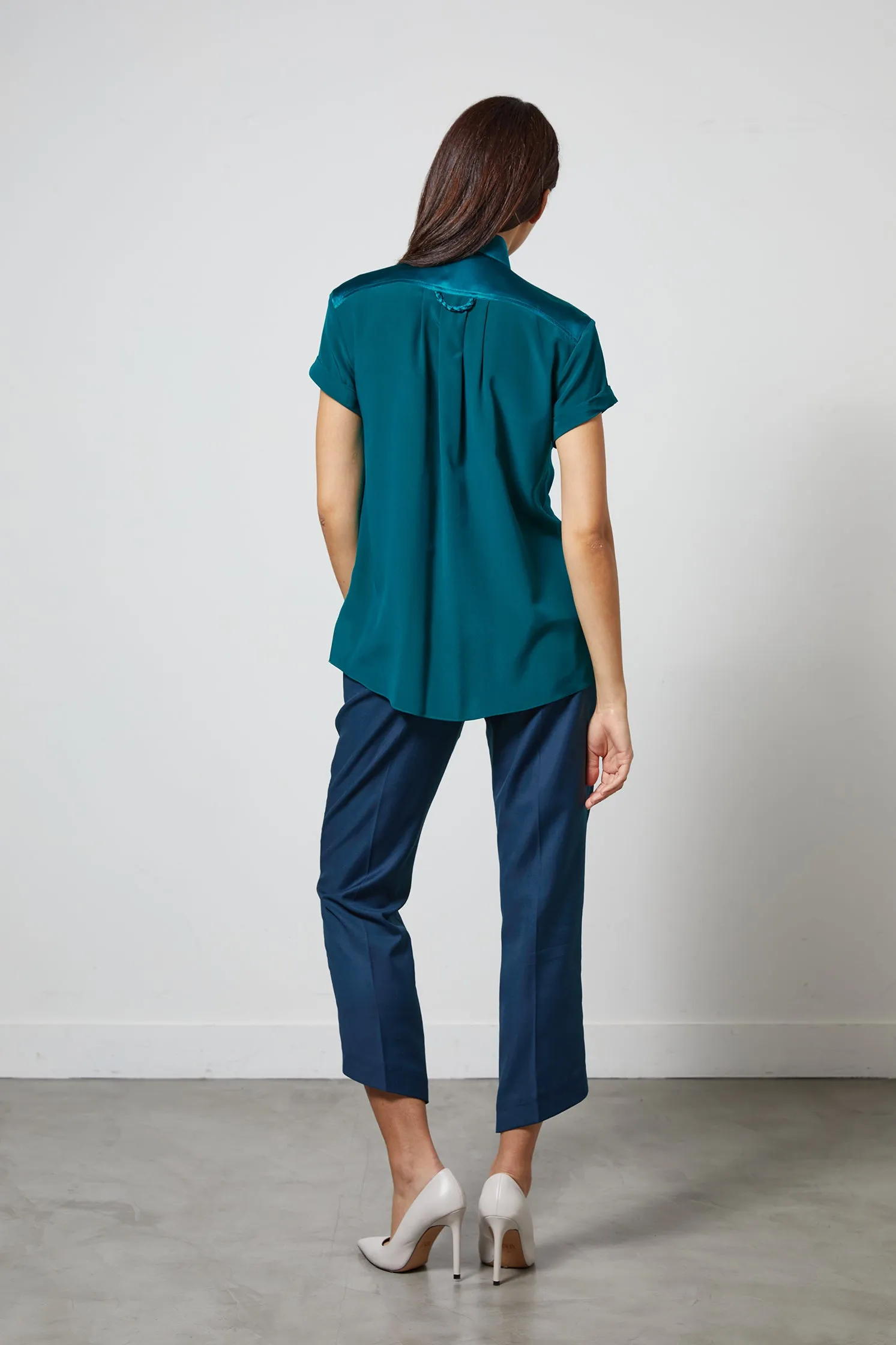 LOCKY jade - short sleeve silk shirt