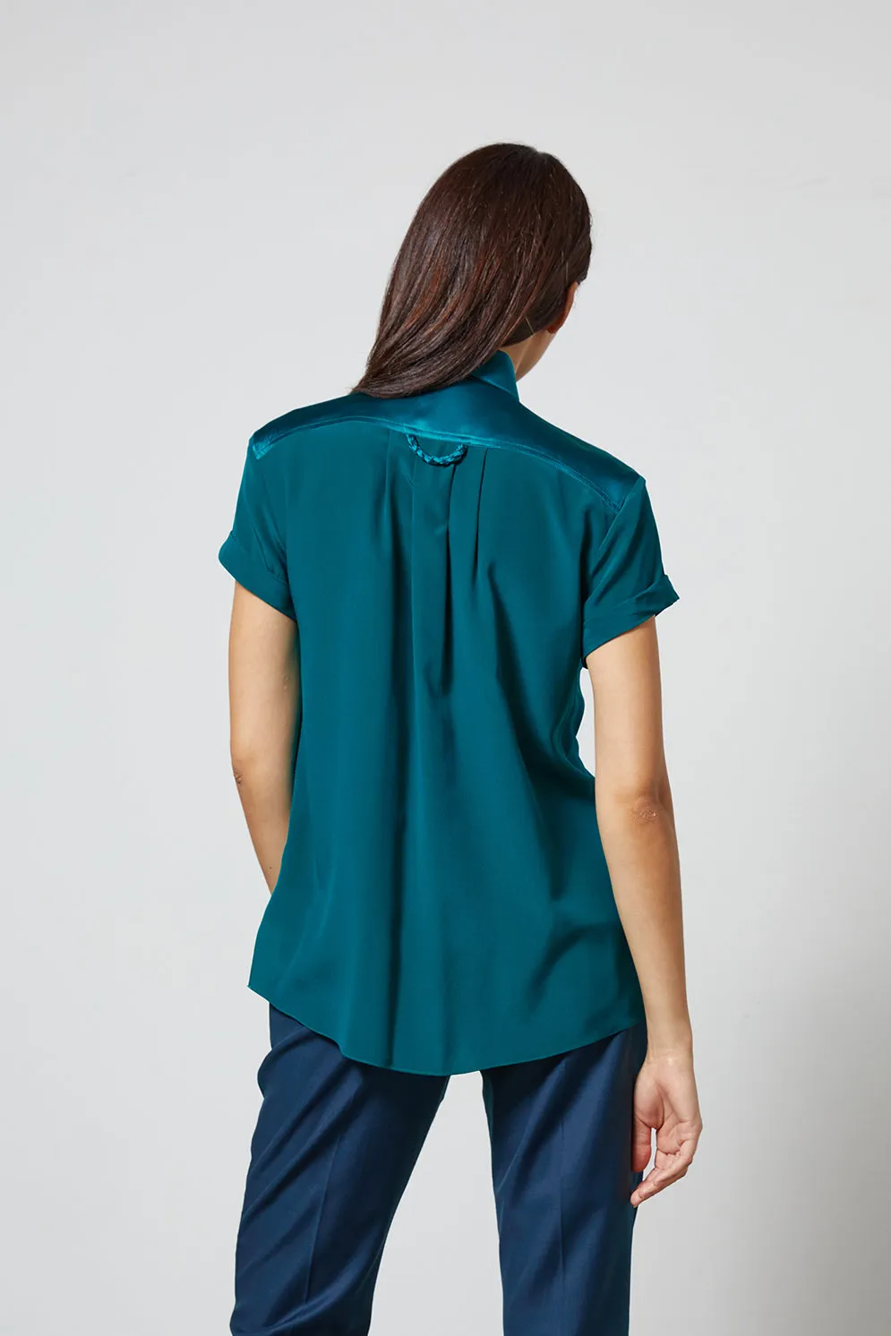 LOCKY jade - short sleeve silk shirt