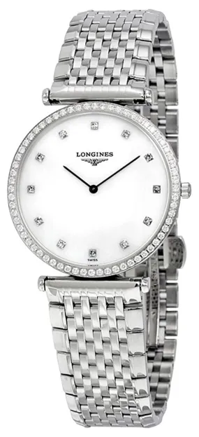 Longines La Grande Classique Stainless Steel Mother-Of-Pearl Dial Diamonds Quartz Womens Watch L4.741.0.80.6