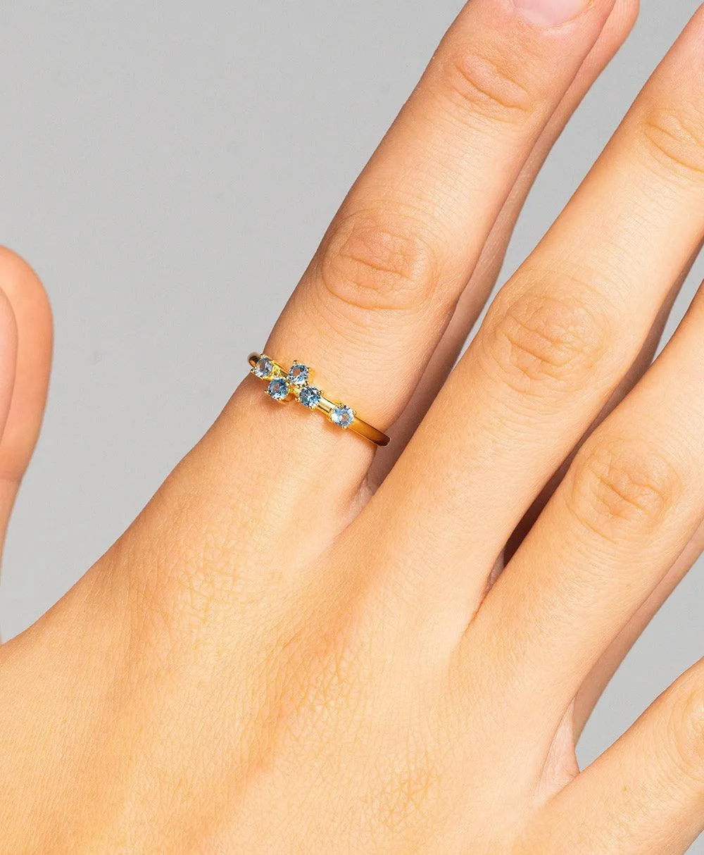 Lova Ring Blue 18ct Gold Plated