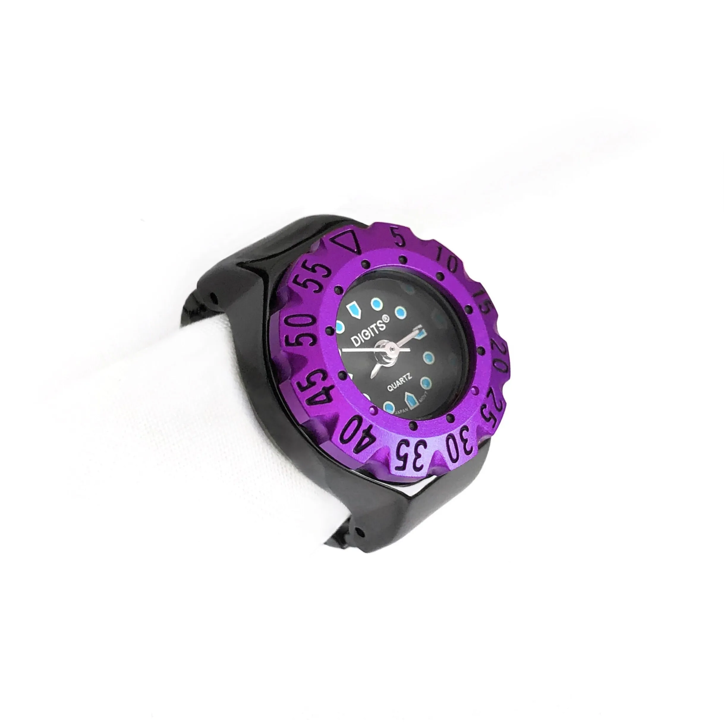 Lunar Diver Ring Watch in Jet Chrome with Purple Bezel