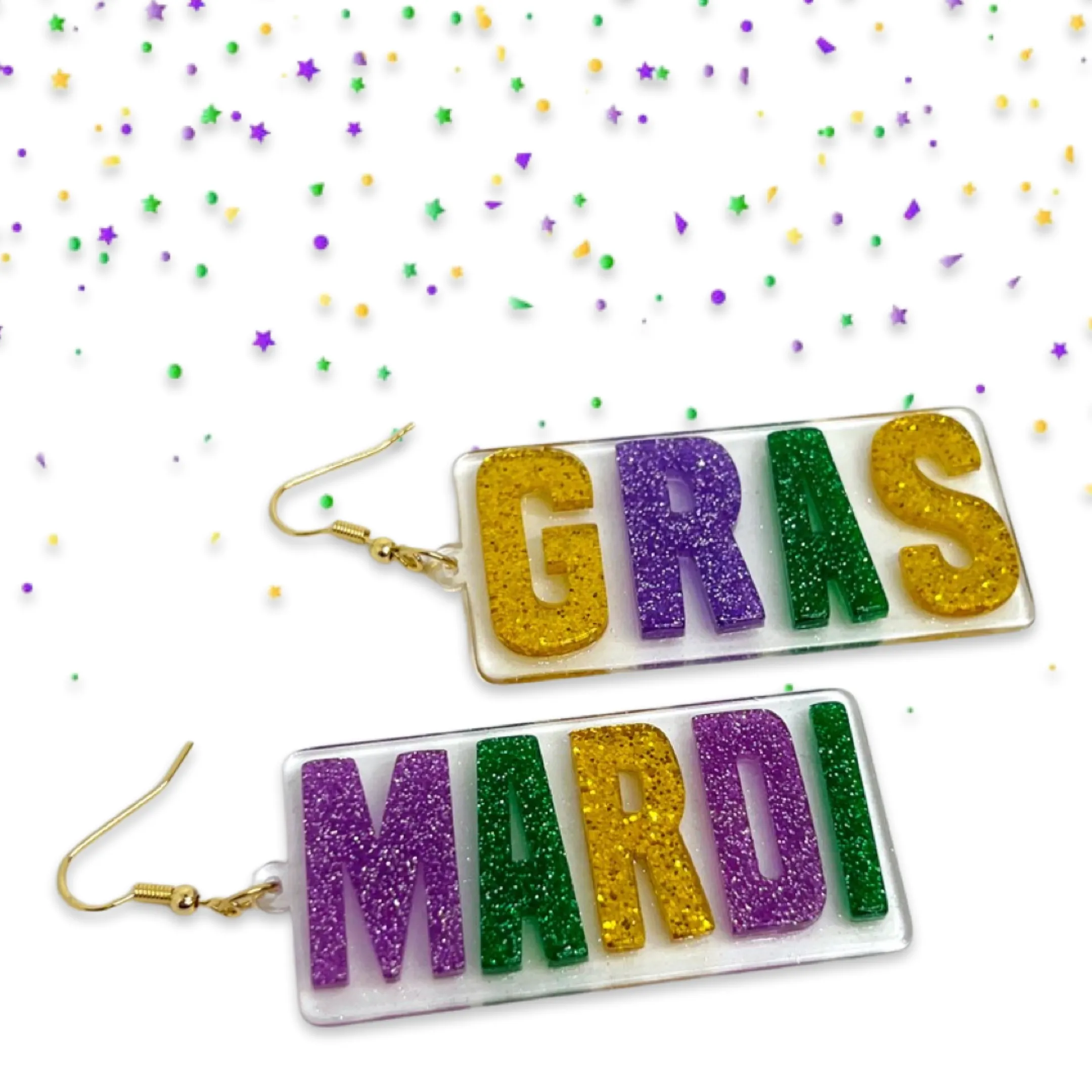 Mardi Gras Earrings - Purple Green Gold, Mardi Gras Mask, New Orleans, Mardi Gras Jewelry, Beaded Earrings, Mardi Gras Accessories