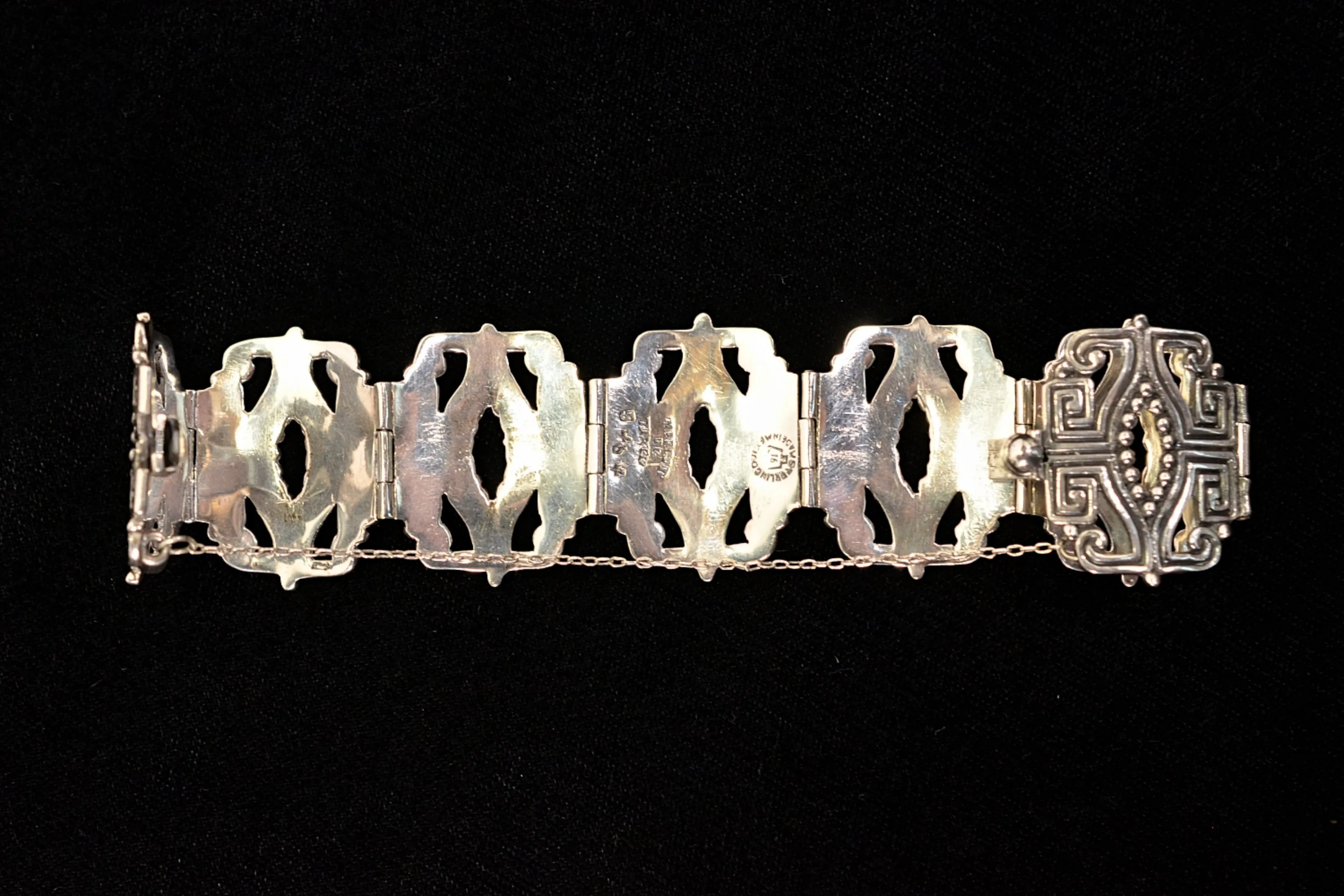 Margot De Taxco Bracelet Sterling Mayan/Aztec Design #5464 52.9 Grams