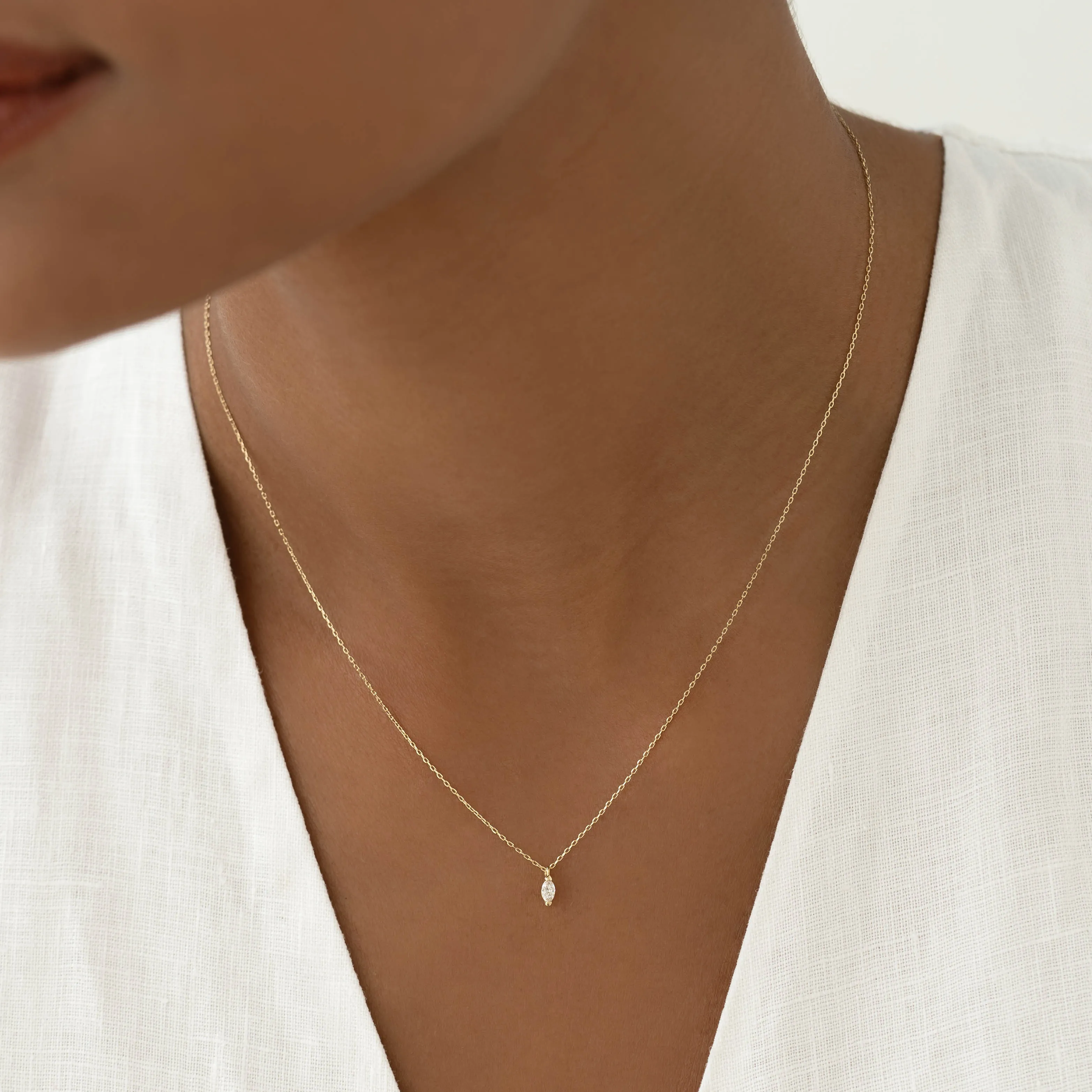 Marquise Diamond Necklace 14k Gold - Aletta