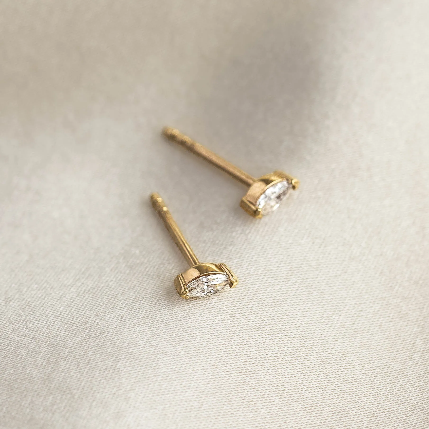 Marquise Diamond Stud Earrings 14k Gold - Ardelle