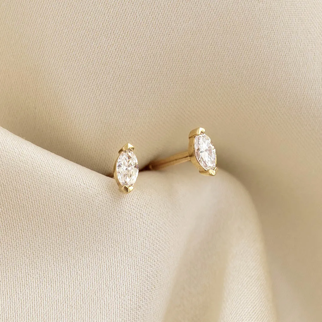 Marquise Diamond Stud Earrings 14k Gold - Ardelle