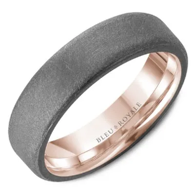 Men's 14K Rose Gold & Grey Wedding Band