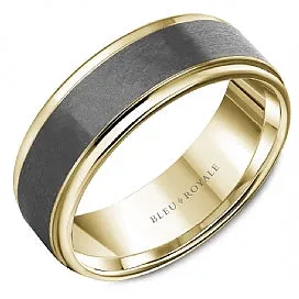 Men's 14K Yellow Gold & Grey Tantalum Wedding Band