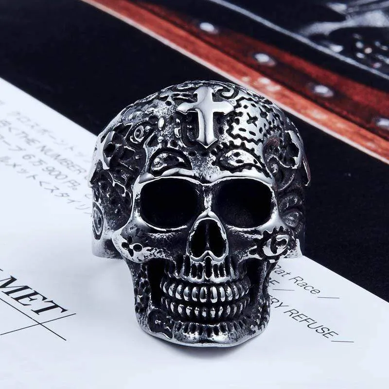 Men's Punk Cross Skull Rings