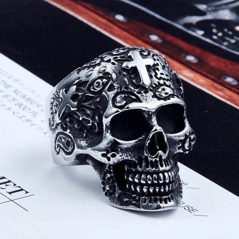 Men's Punk Cross Skull Rings