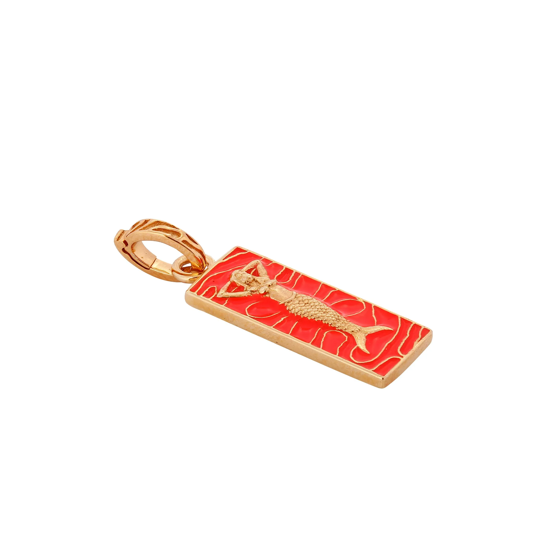 Mermaid Enamel Charm, Gold Vermeil