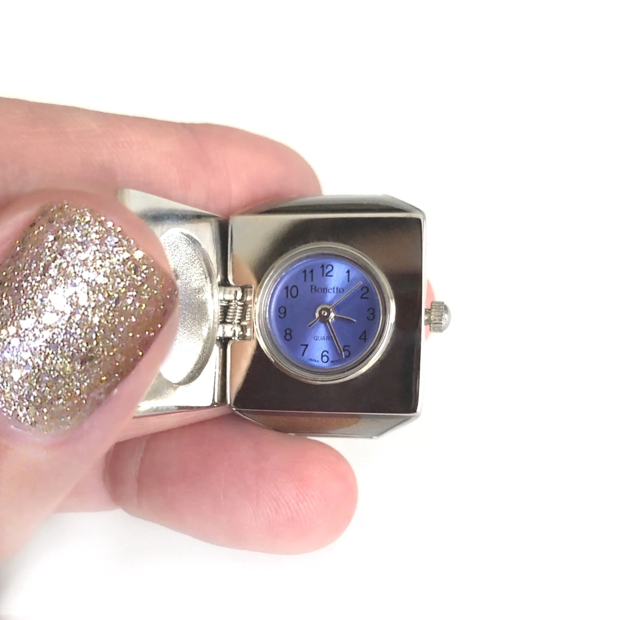 Midnight Blue Pave Cube Ring Watch