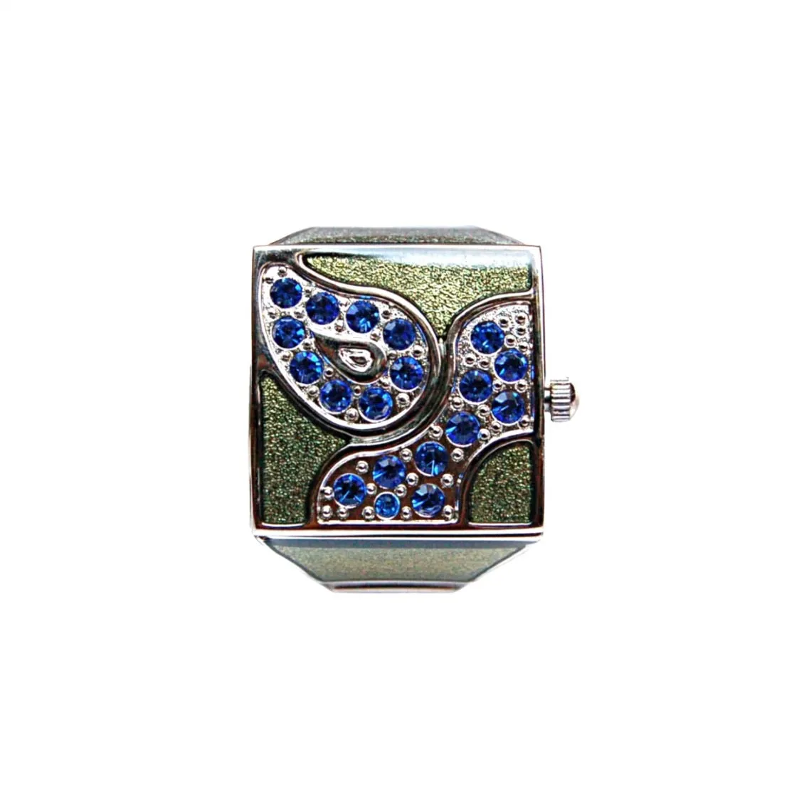 Midnight Blue Pave Cube Ring Watch