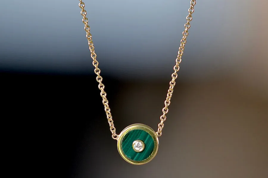 Mini Compass Pendant in Malachite