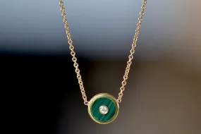 Mini Compass Pendant in Malachite