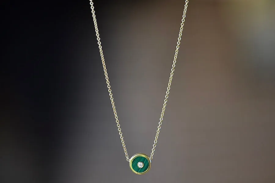 Mini Compass Pendant in Malachite