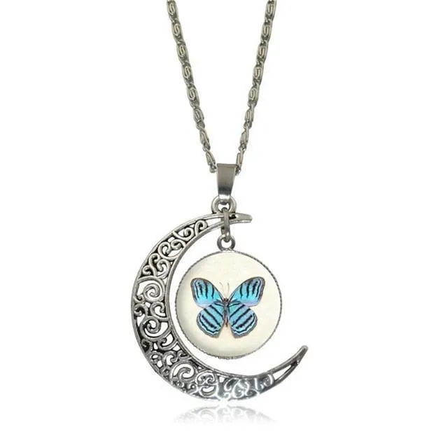 Moon Pendant White Horse Necklace