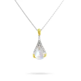 Moonstone and Diamond Pendant Necklace