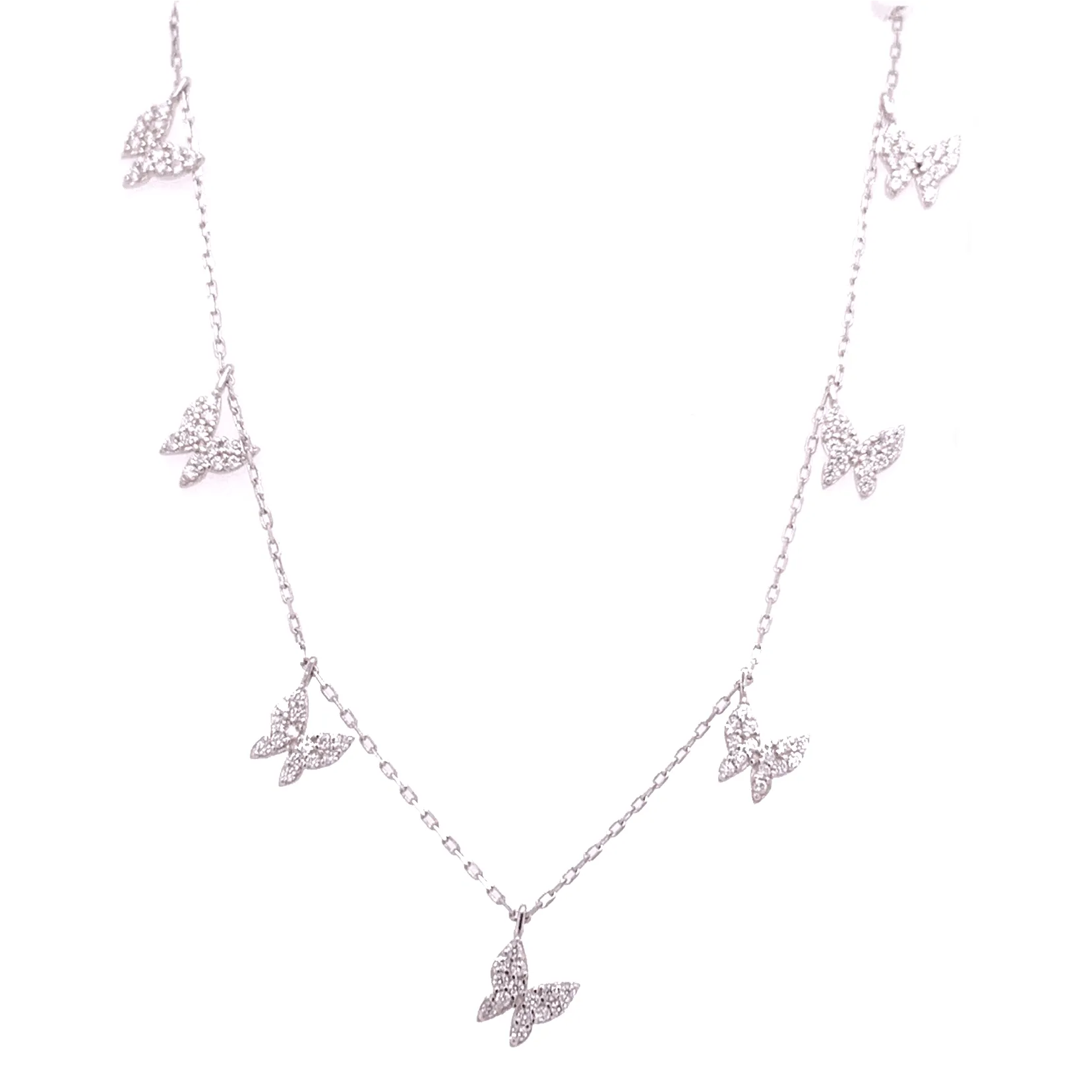 Multi Hanging Butterfly Necklace With CZ Stones