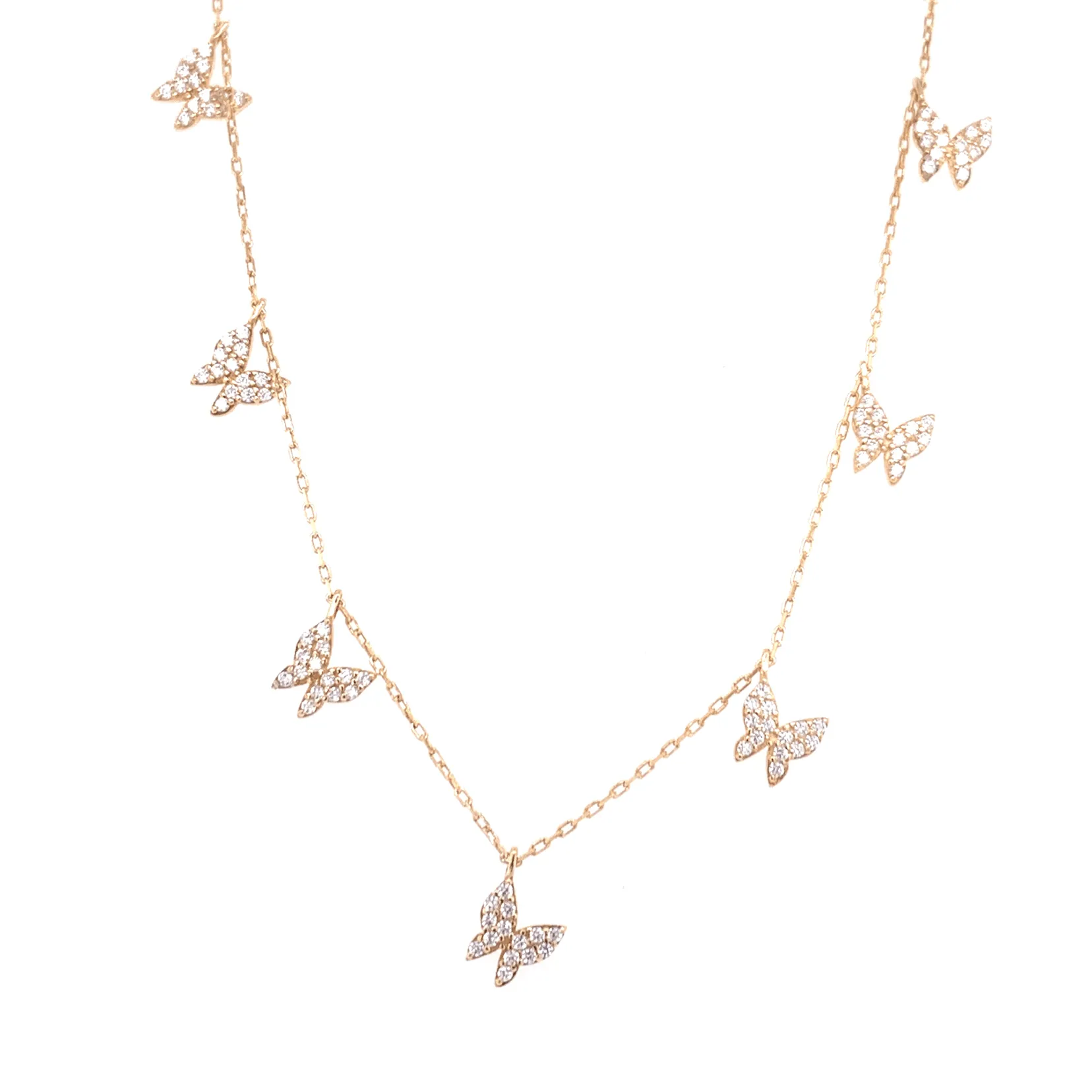 Multi Hanging Butterfly Necklace With CZ Stones