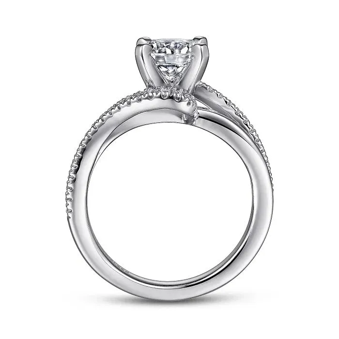 Naomi - 14K White Gold Round Bypass Diamond Engagement Ring